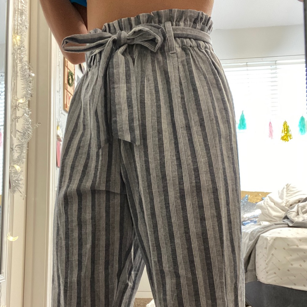 Striped straight pants